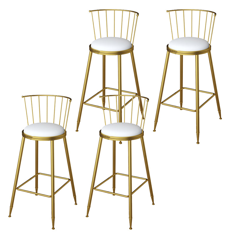 Metal Dining Stools Scandinavian Armless Bar Stools with Footrest