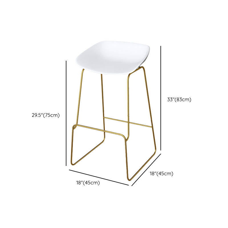 Metal Dining Stools Scandinavian Armless Bar Stools with Footrest