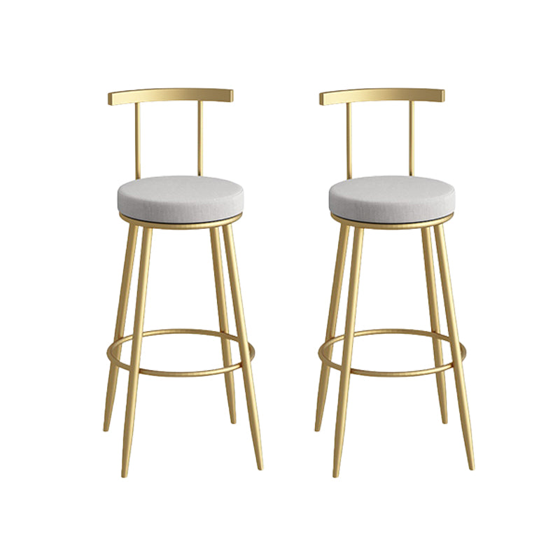 Glam Faux Leather Dining Stools Upholstered Bar Stools with Metal Base