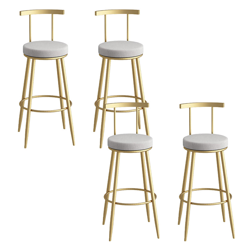 Glam Faux Leather Dining Stools Upholstered Bar Stools with Metal Base