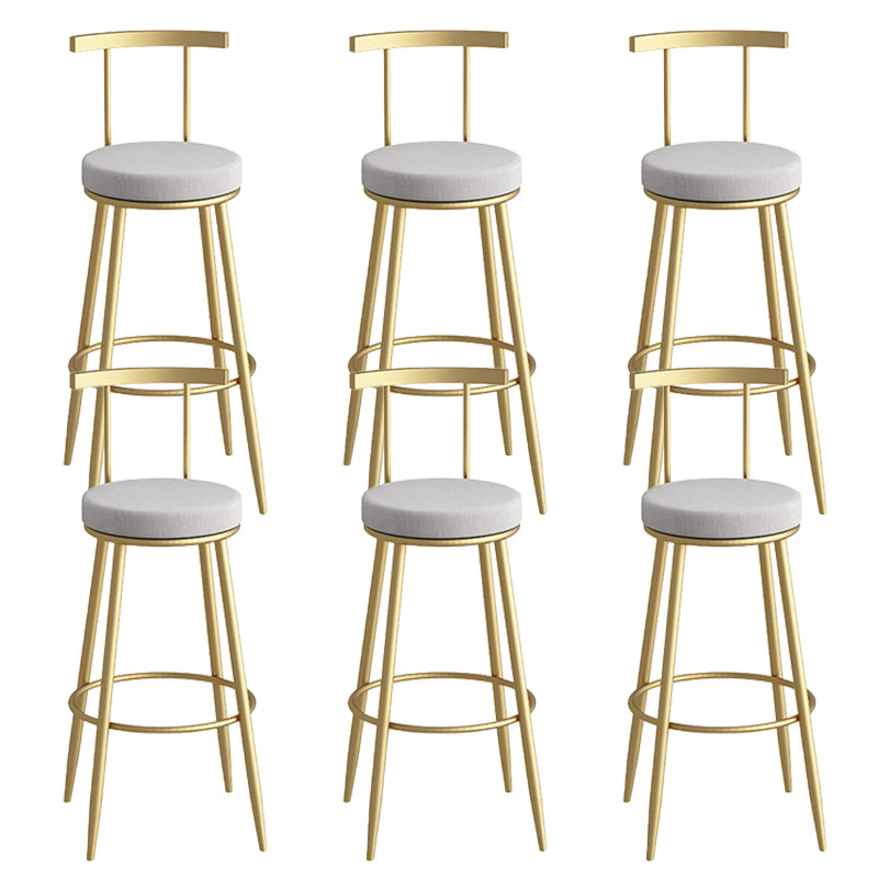 Glam Faux Leather Dining Stools Upholstered Bar Stools with Metal Base