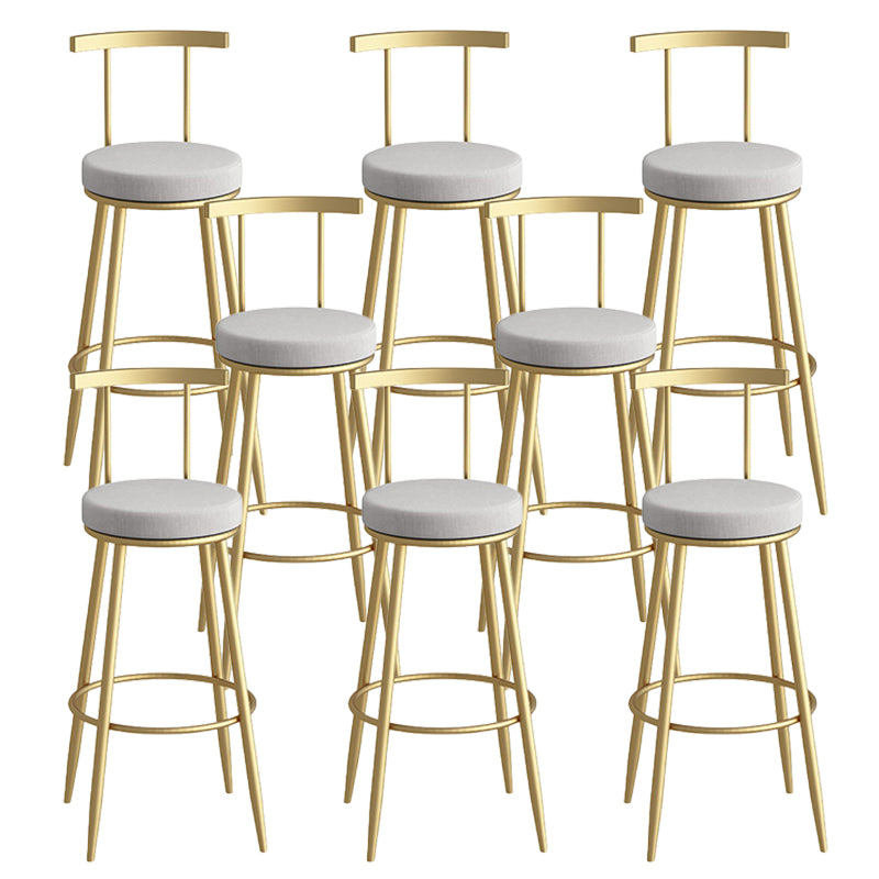 Glam Faux Leather Dining Stools Upholstered Bar Stools with Metal Base