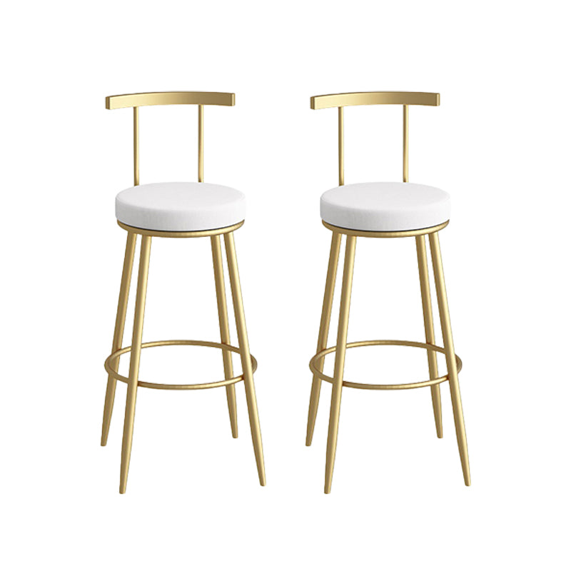 Glam Faux Leather Dining Stools Upholstered Bar Stools with Metal Base