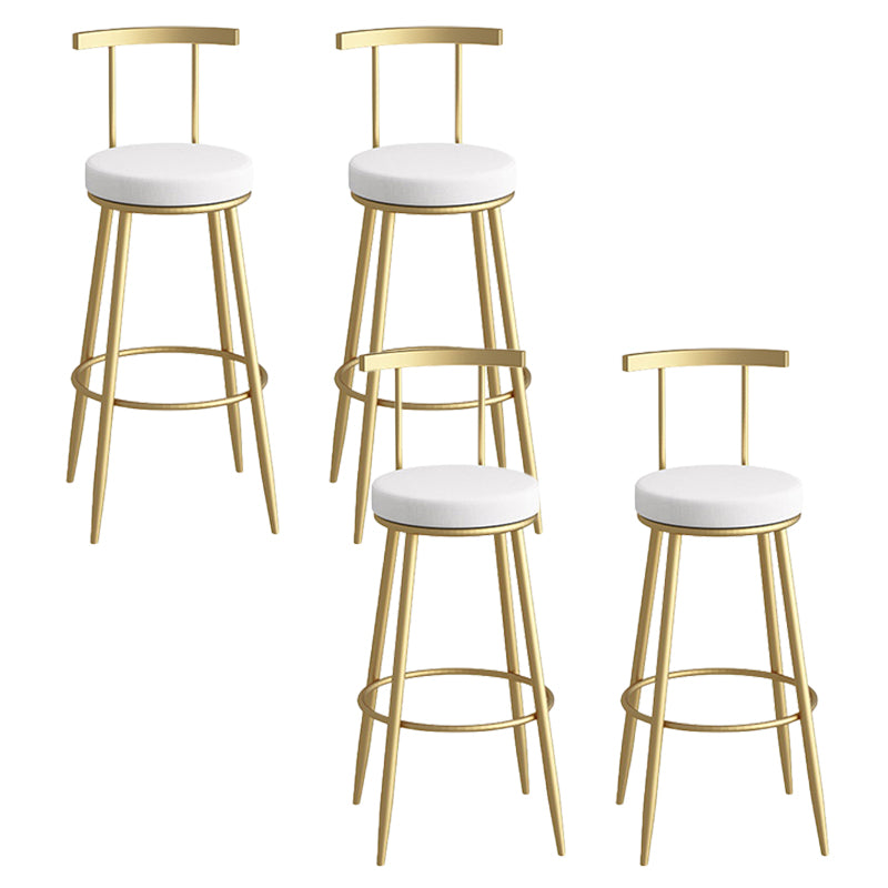 Glam Faux Leather Dining Stools Upholstered Bar Stools with Metal Base