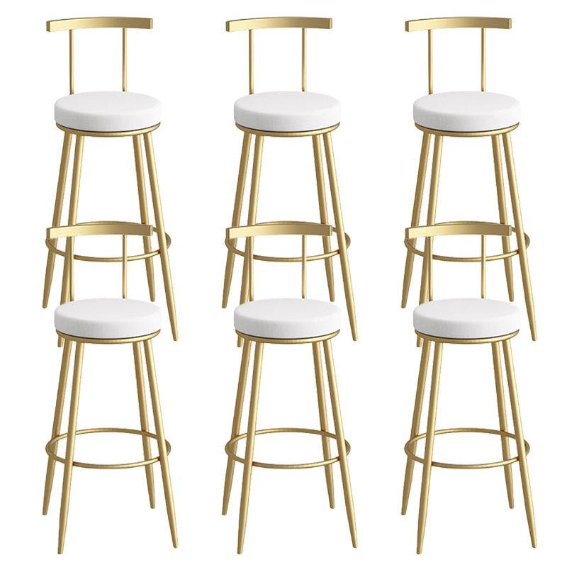 Glam Faux Leather Dining Stools Upholstered Bar Stools with Metal Base