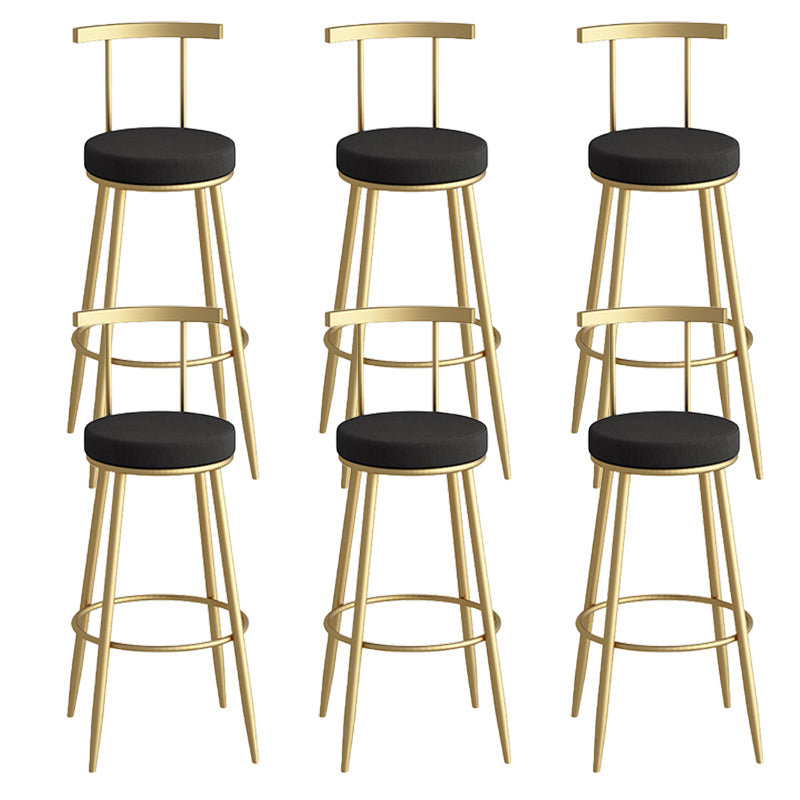 Glam Faux Leather Dining Stools Upholstered Bar Stools with Metal Base