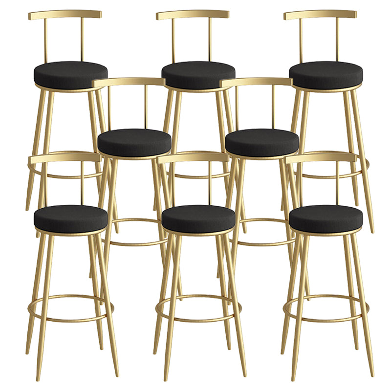 Glam Faux Leather Dining Stools Upholstered Bar Stools with Metal Base
