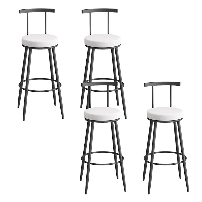 Glam Faux Leather Dining Stools Upholstered Bar Stools with Metal Base