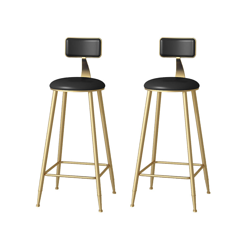 Faux Leather Dining Stools Upholstered Bar Stools with Metal Base