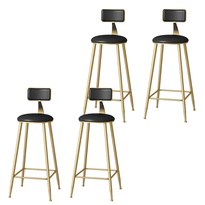 Faux Leather Dining Stools Upholstered Bar Stools with Metal Base