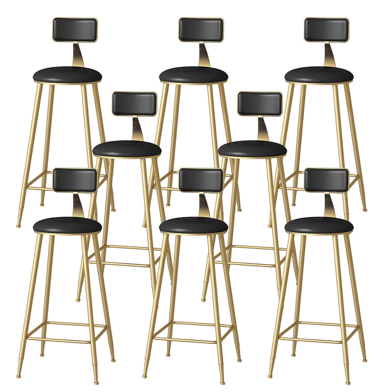 Faux Leather Dining Stools Upholstered Bar Stools with Metal Base