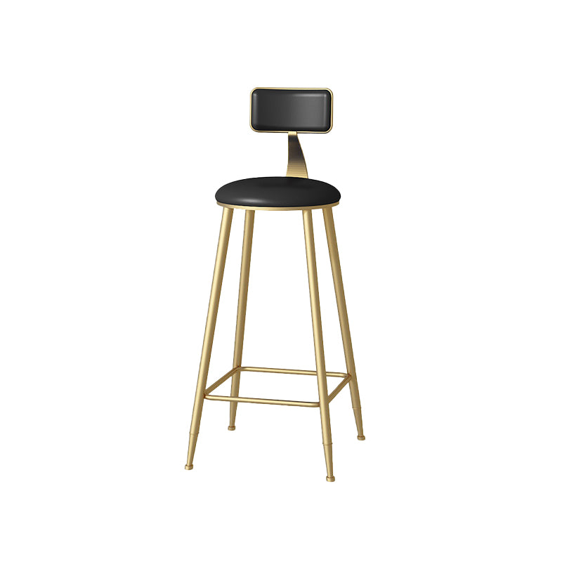 Faux Leather Dining Stools Upholstered Bar Stools with Metal Base