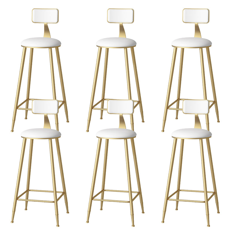 Faux Leather Dining Stools Upholstered Bar Stools with Metal Base