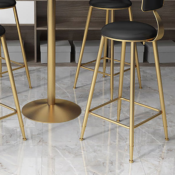 Faux Leather Dining Stools Upholstered Bar Stools with Metal Base
