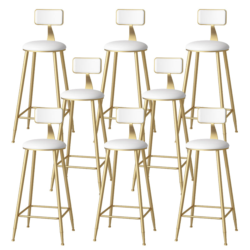 Faux Leather Dining Stools Upholstered Bar Stools with Metal Base