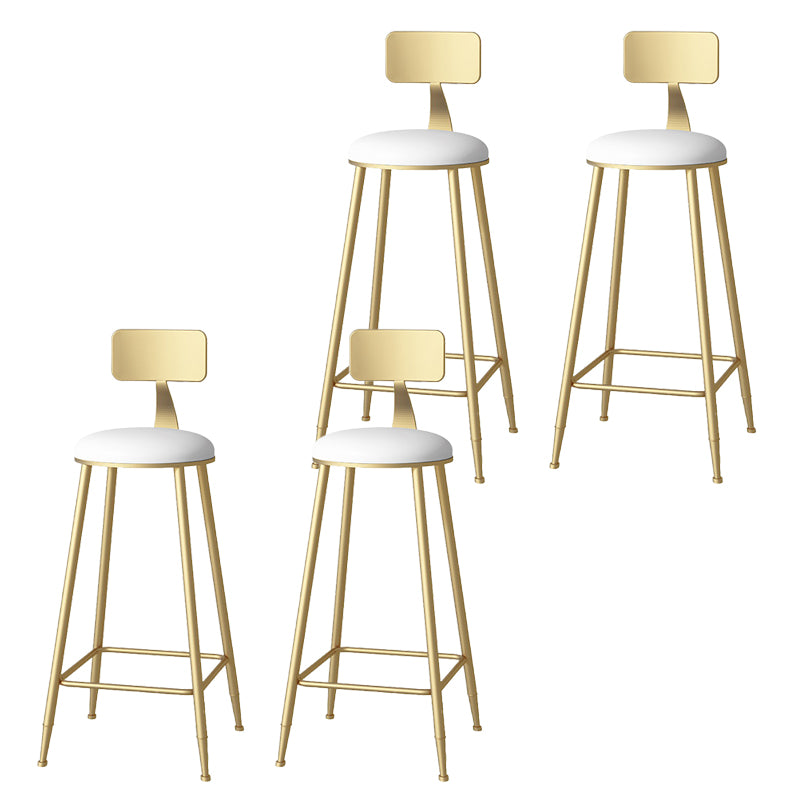 Faux Leather Dining Stools Upholstered Bar Stools with Metal Base