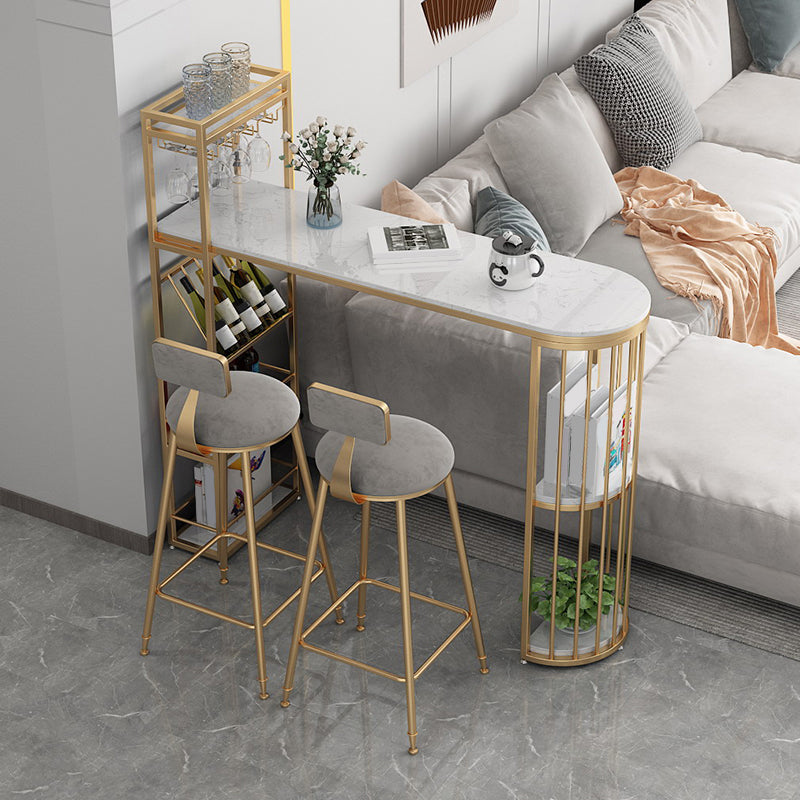 Glam Dining Stools Armless Round Dining Stools with Metal Base