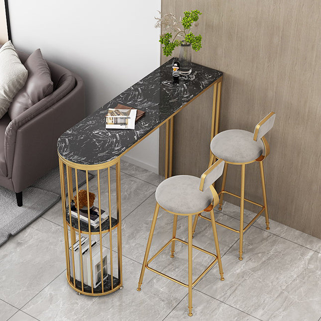 Glam Dining Stools Armless Round Dining Stools with Metal Base