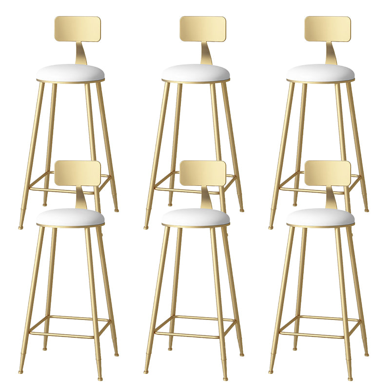 Glam Faux Leather Dining Stools Upholstered Bar Stools with Footrest