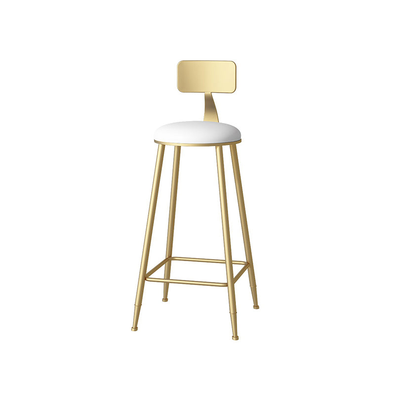 Glam Faux Leather Dining Stools Upholstered Bar Stools with Footrest