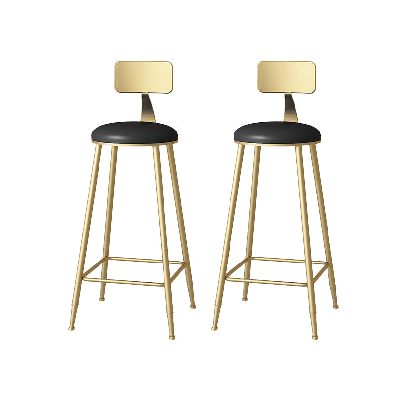 Glam Faux Leather Dining Stools Upholstered Bar Stools with Footrest