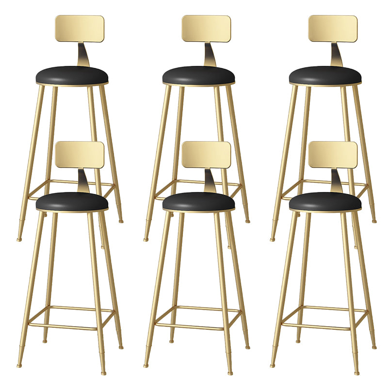 Glam Faux Leather Dining Stools Upholstered Bar Stools with Footrest