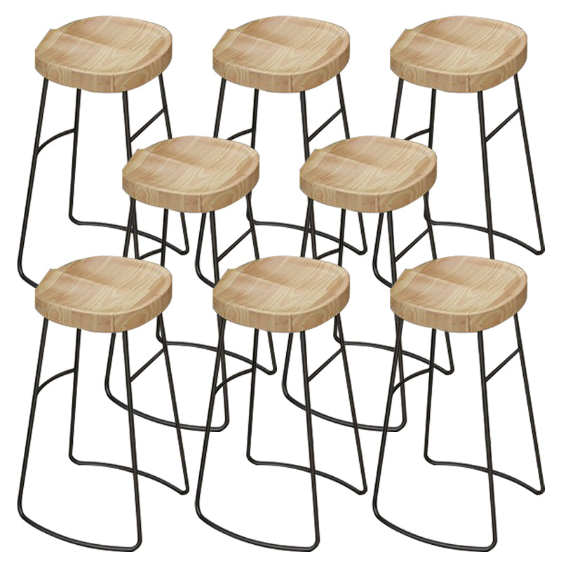 Contoured Seat Dining Stools Solid Wood Bar Stools with Footrest