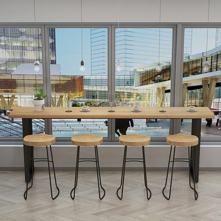 Contoured Seat Dining Stools Solid Wood Bar Stools with Footrest