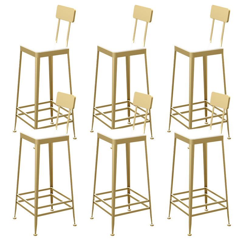 Industrial Low Back Barstools Square Bar Stools with Metal Base