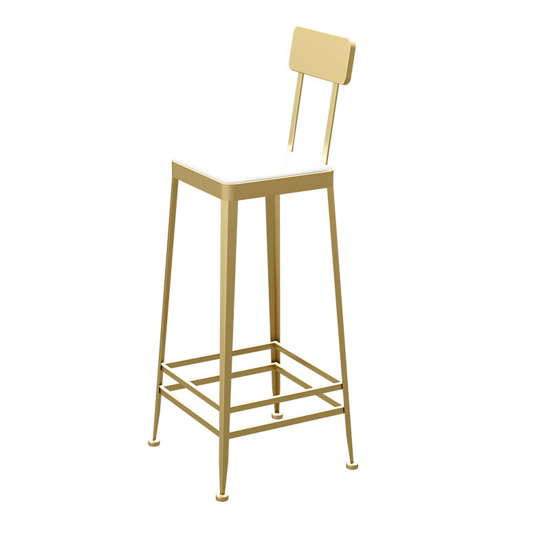 Industrial Low Back Barstools Square Bar Stools with Metal Base