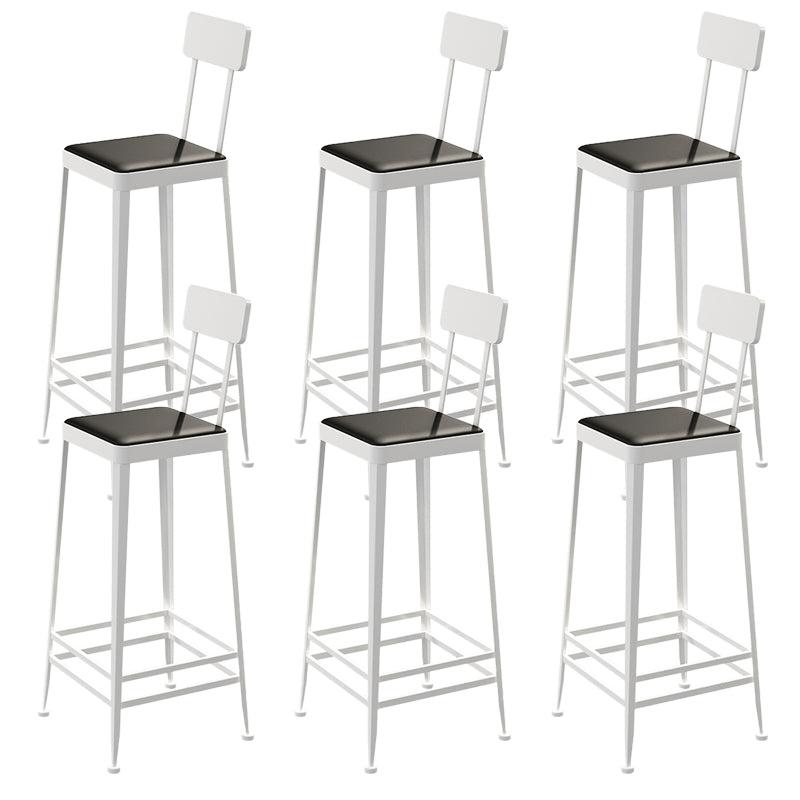 Industrial Low Back Barstools Square Bar Stools with Metal Base