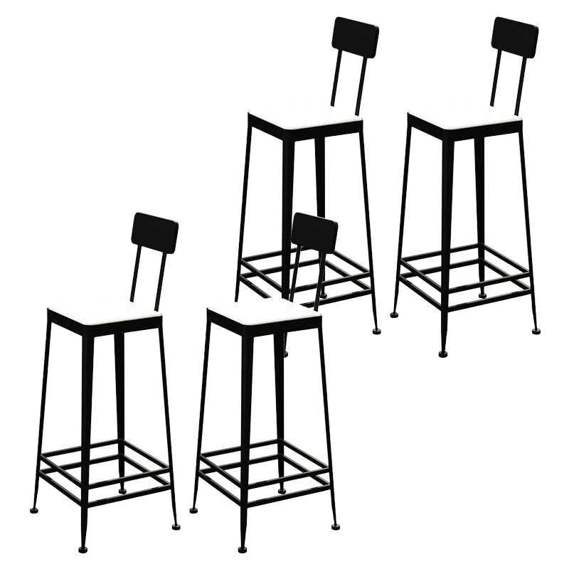 Industrial Low Back Barstools Square Bar Stools with Metal Base