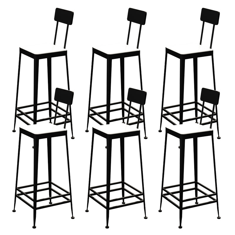 Industrial Low Back Barstools Square Bar Stools with Metal Base