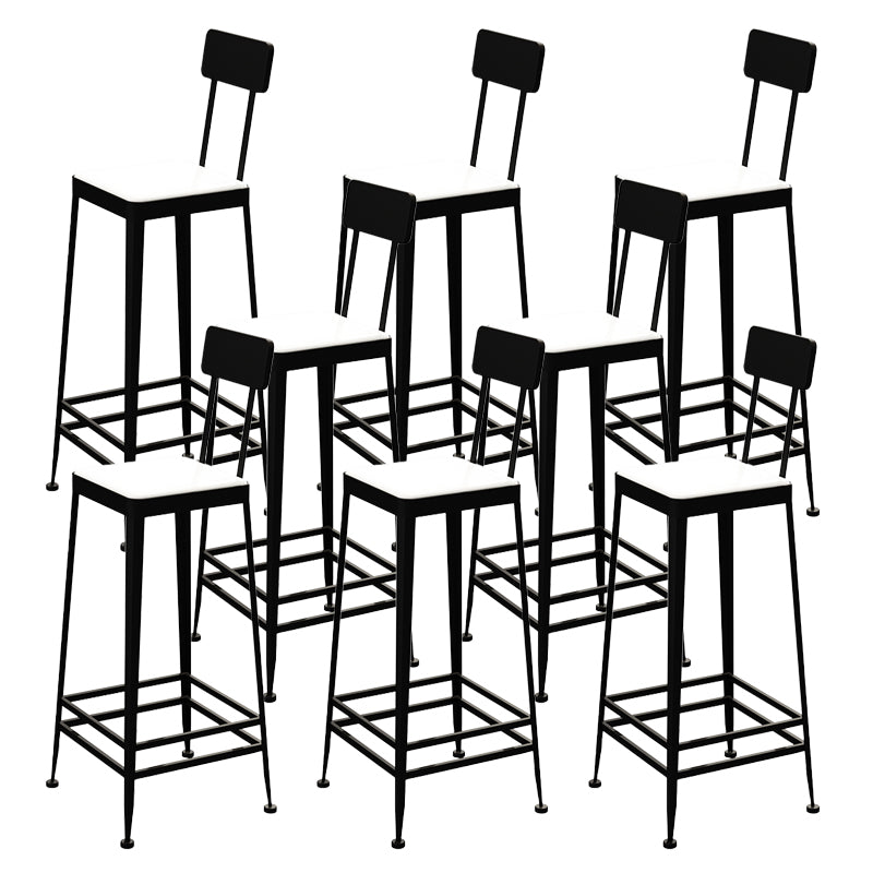 Industrial Low Back Barstools Square Bar Stools with Metal Base