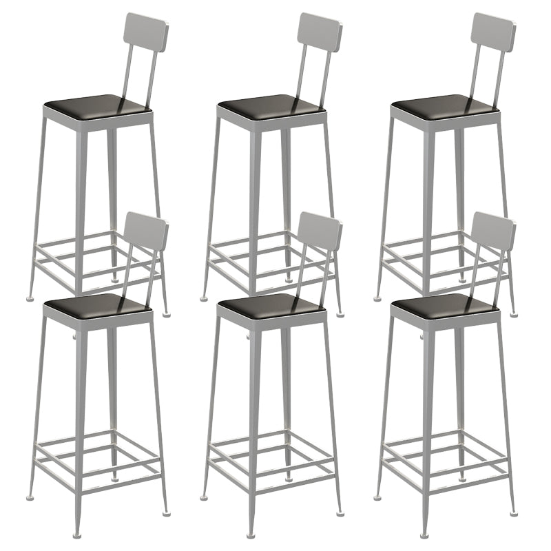 Industrial Low Back Barstools Square Bar Stools with Metal Base