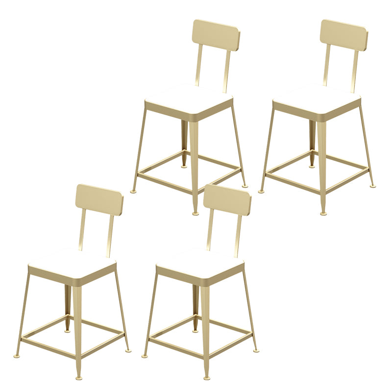 Industrial Low Back Barstools Square Bar Stools with Metal Base