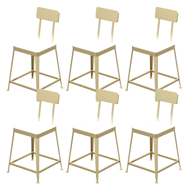 Industrial Low Back Barstools Square Bar Stools with Metal Base