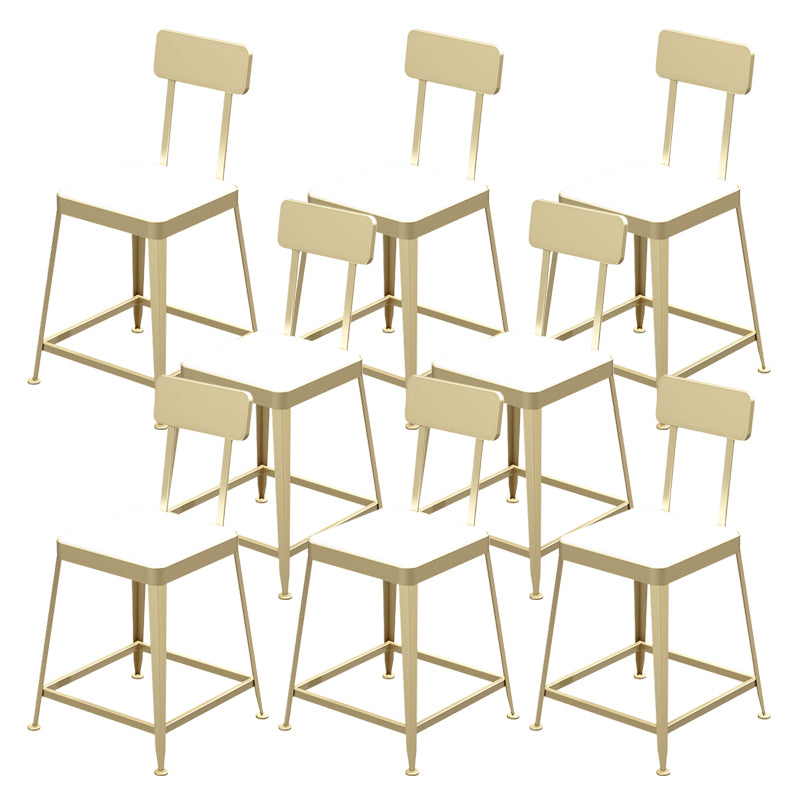 Industrial Low Back Barstools Square Bar Stools with Metal Base