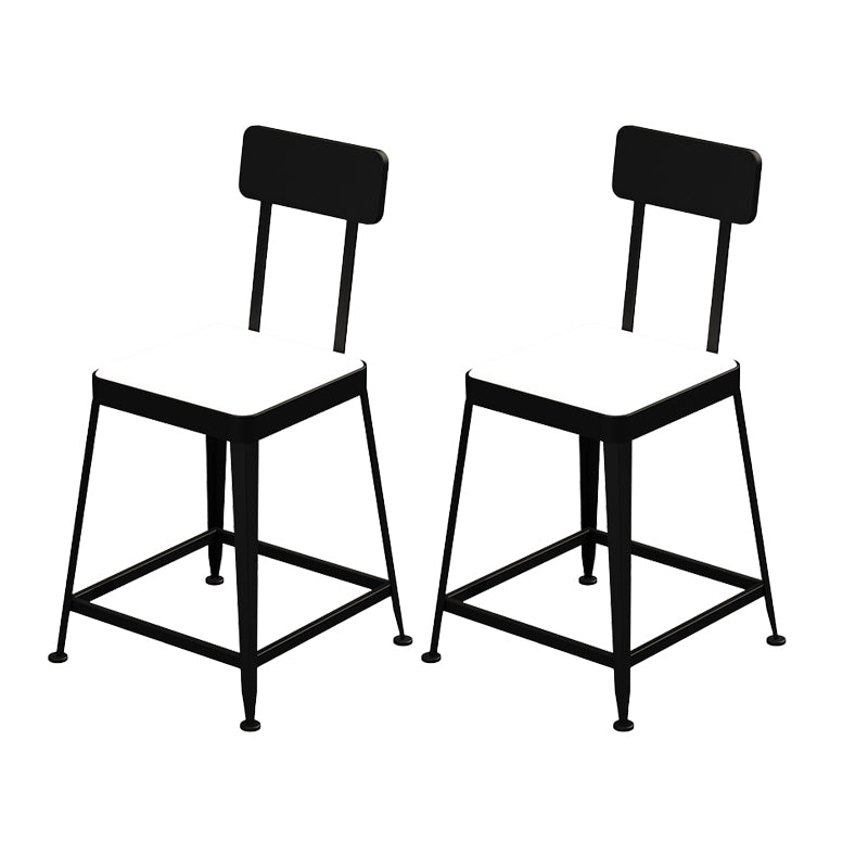 Industrial Low Back Barstools Square Bar Stools with Metal Base