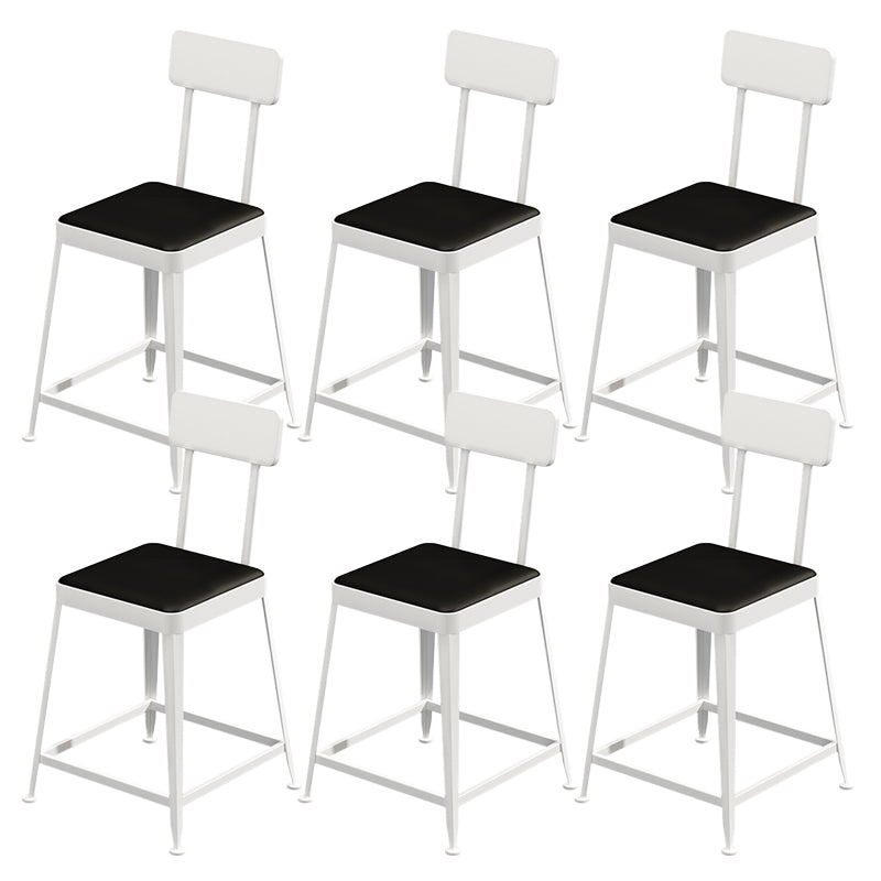 Industrial Low Back Barstools Square Bar Stools with Metal Base