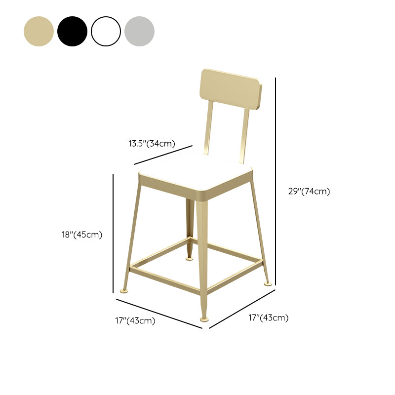 Industrial Low Back Barstools Square Bar Stools with Metal Base