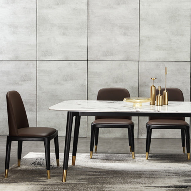 Upholstered Dining Chairs Parsons Chairs with Solid Wood Base