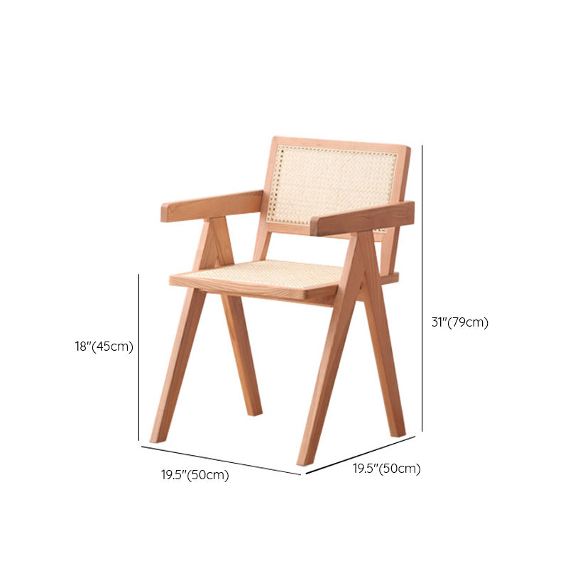 Solid Wood Kitchen Dining Chairs Contemporary Arm Chairs in Natural