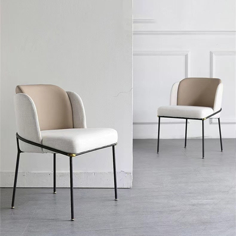 Upholstered Dining Chairs Contemporary Armless Chairs with Metal Base