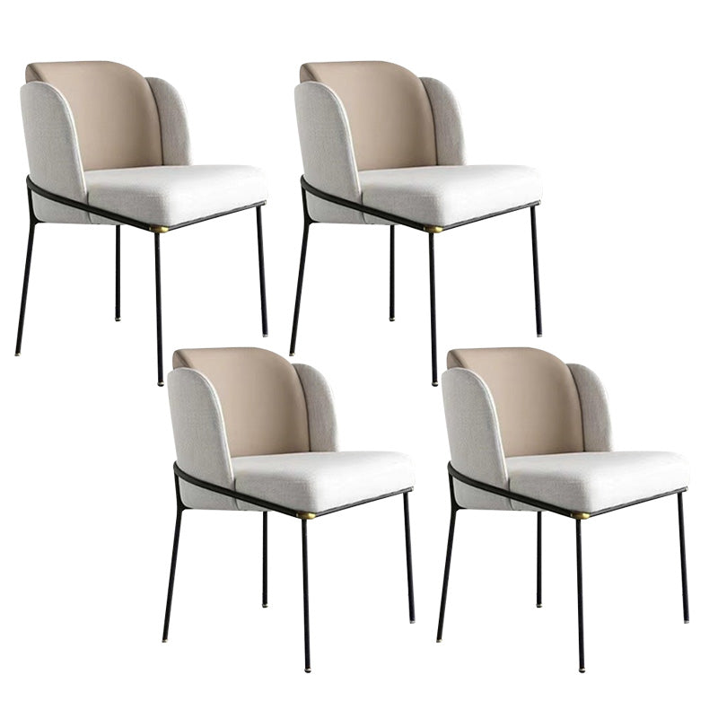 Upholstered Dining Chairs Contemporary Armless Chairs with Metal Base