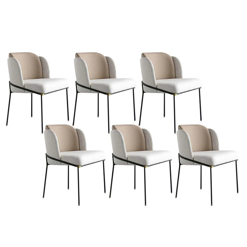Upholstered Dining Chairs Contemporary Armless Chairs with Metal Base