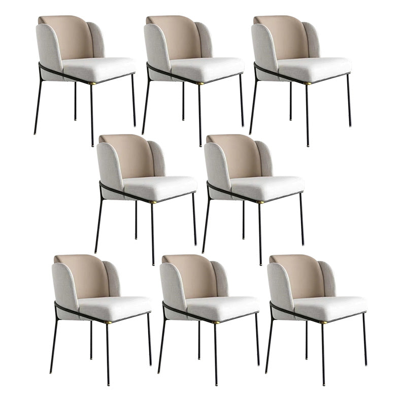 Upholstered Dining Chairs Contemporary Armless Chairs with Metal Base