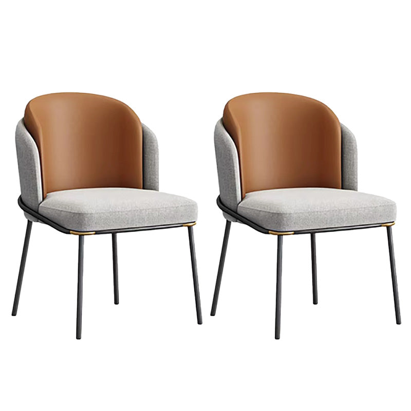 Upholstered Dining Chairs Contemporary Armless Chairs with Metal Base