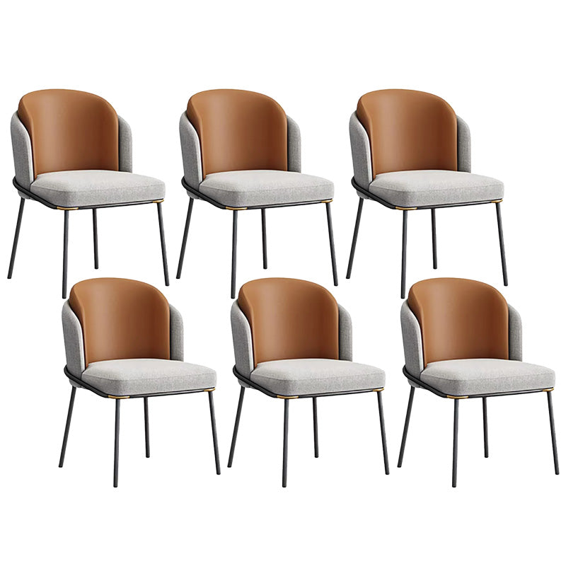 Upholstered Dining Chairs Contemporary Armless Chairs with Metal Base