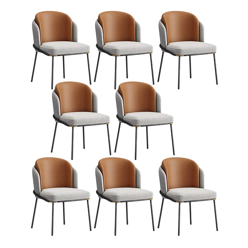 Upholstered Dining Chairs Contemporary Armless Chairs with Metal Base